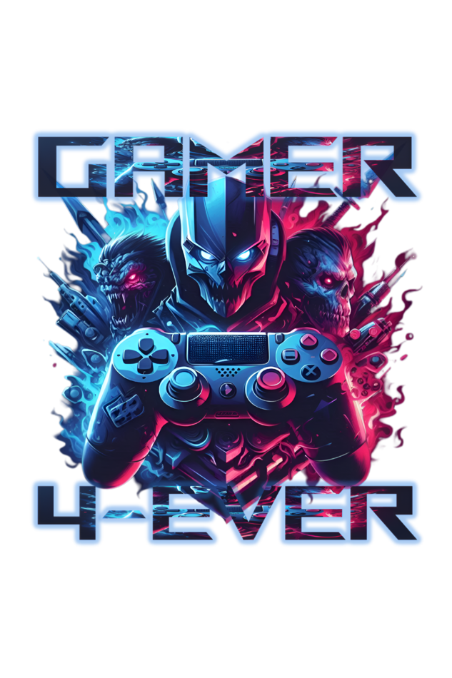 Gamer 4-ever printed oversized t-shirt (Baby blue, Mint and white)