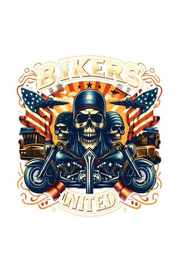 Bikers united front and back printed t-shirt (Mustard yellow)