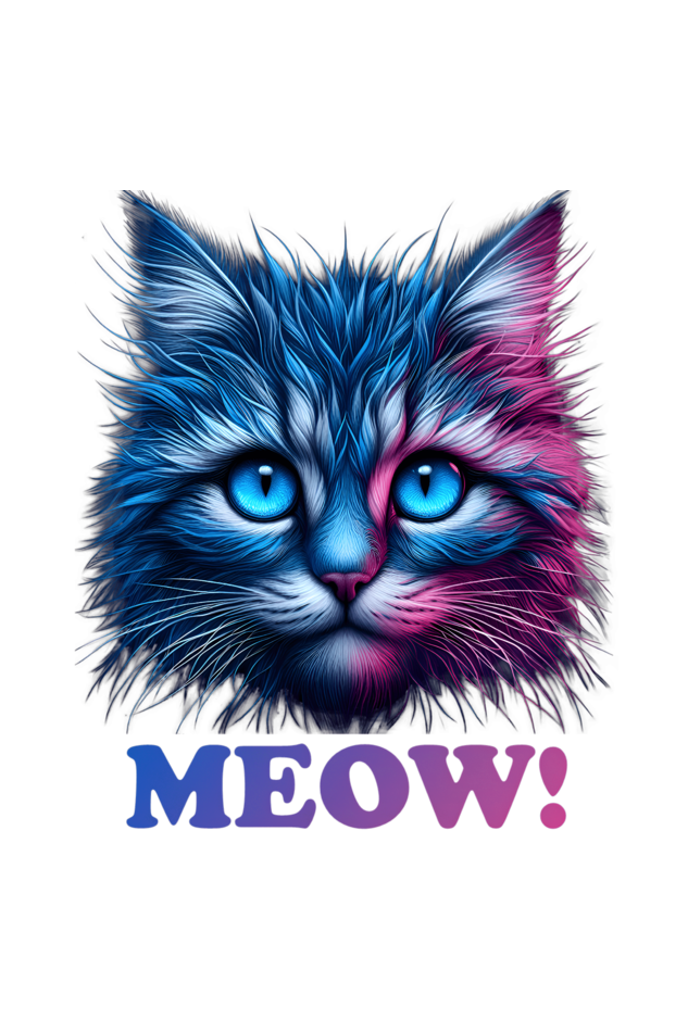 Meow! printed oversized t-shirt (Black, White, Lavender, Light pink, Light blue)