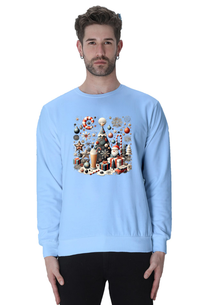 Christmas themed sweatshirt (Maroon, Baby blue)