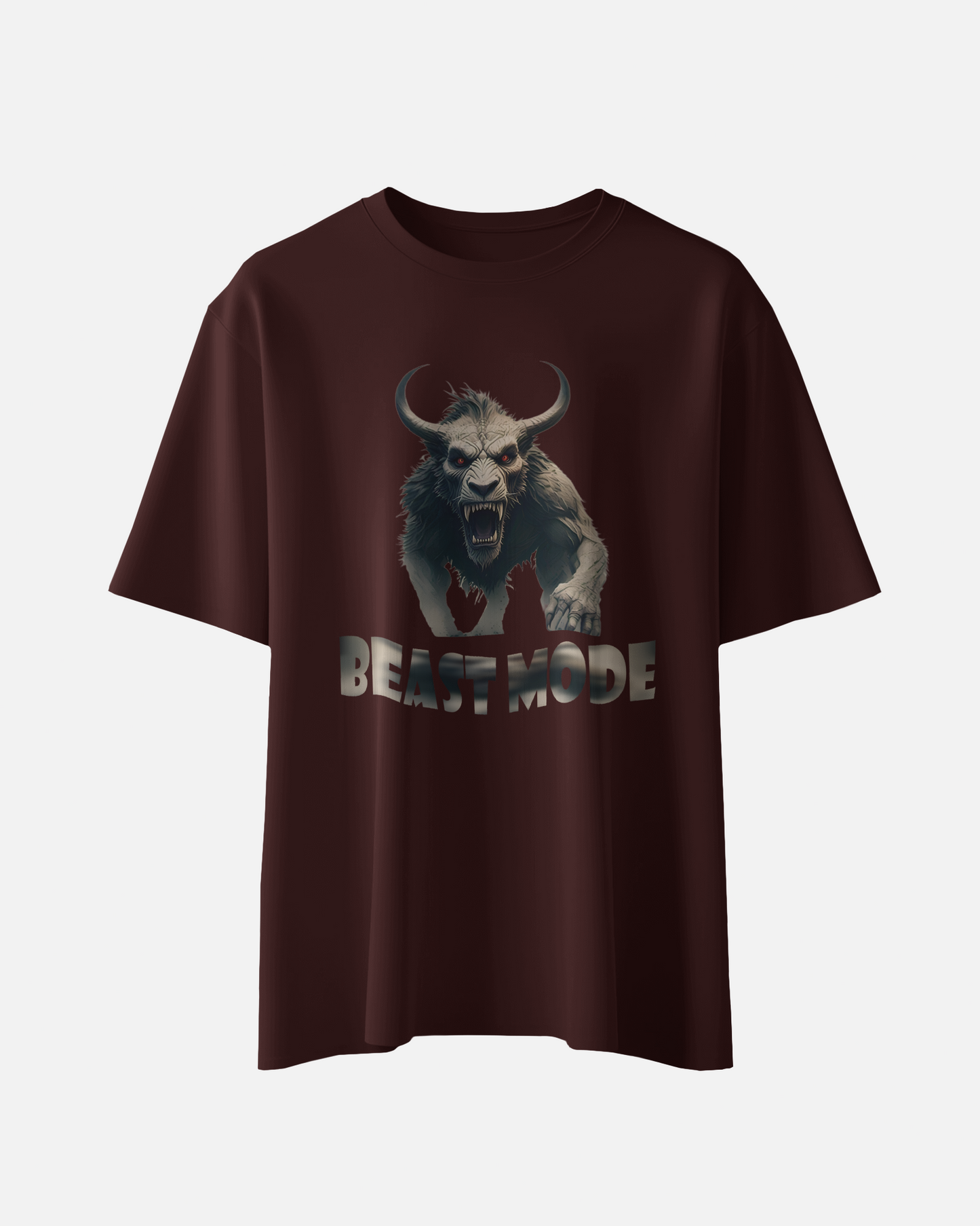 Beast mode printed oversized t-shirt (Olive green and Maroon)