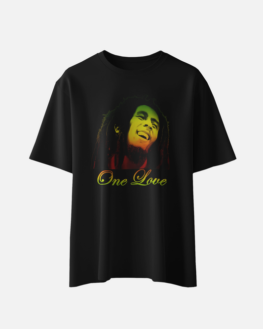 The Rasta legend front and back printed oversized t-shirt (Black and Bottle green)