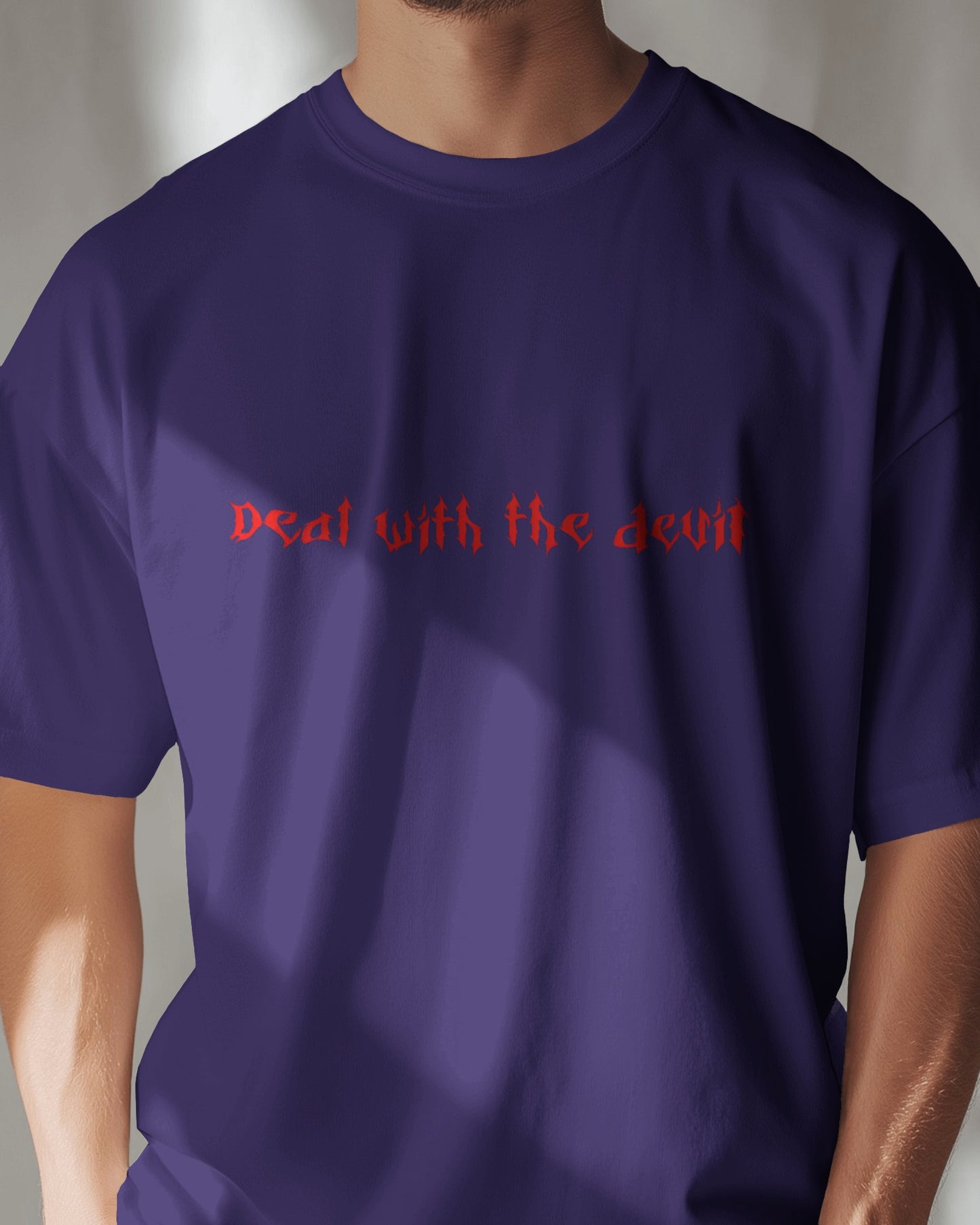 Deal with the devil front and back printed oversized t-shirt (Purple)