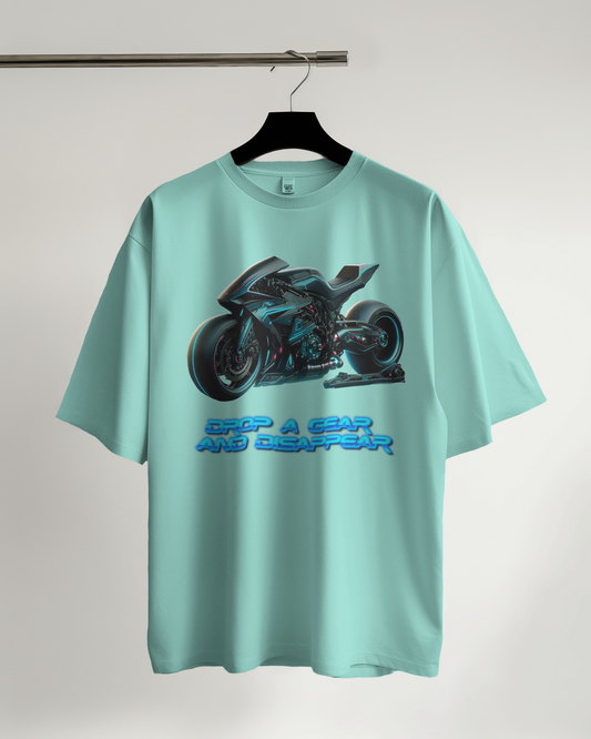 Elegant biker design oversized t-shirt (Mint)