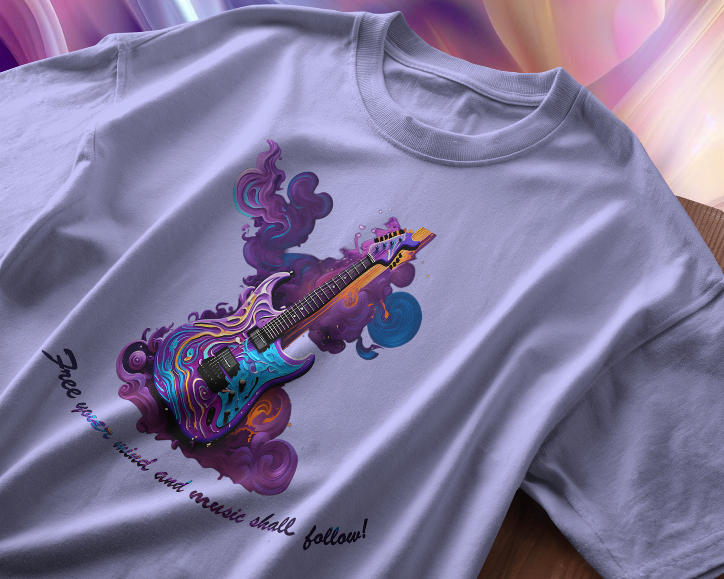 Guitar printed music lover oversized tee (Lavender)