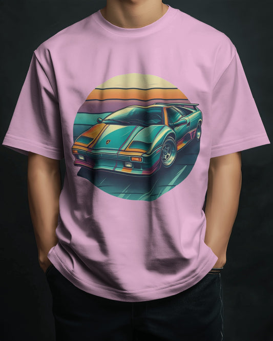 Cool car design oversized tee (Light baby pink)