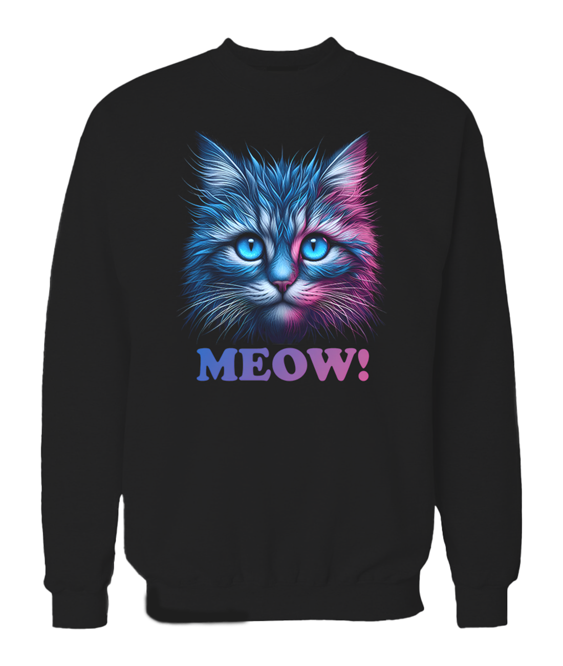 'Meow!' printed sweatshirt (Black, White, Lavender, Light blue, Light pink)