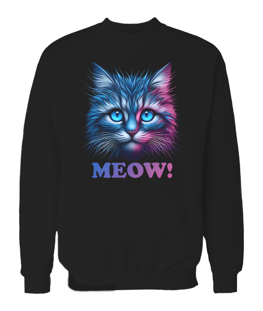 'Meow!' printed sweatshirt (Black, White, Lavender, Light blue, Light pink)