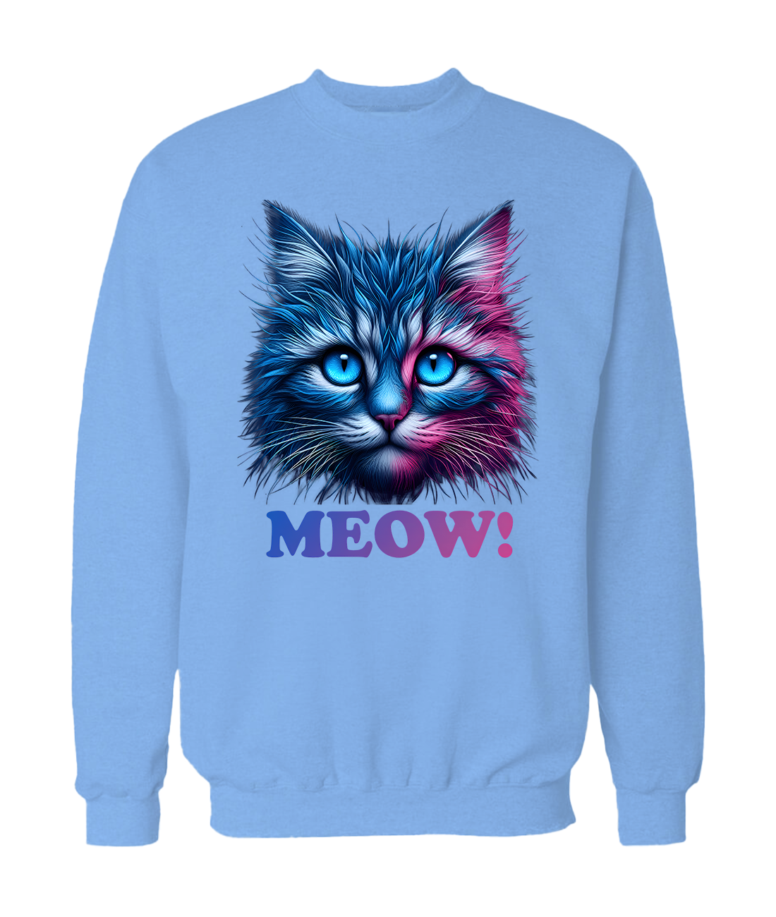 'Meow!' printed sweatshirt (Black, White, Lavender, Light blue, Light pink)