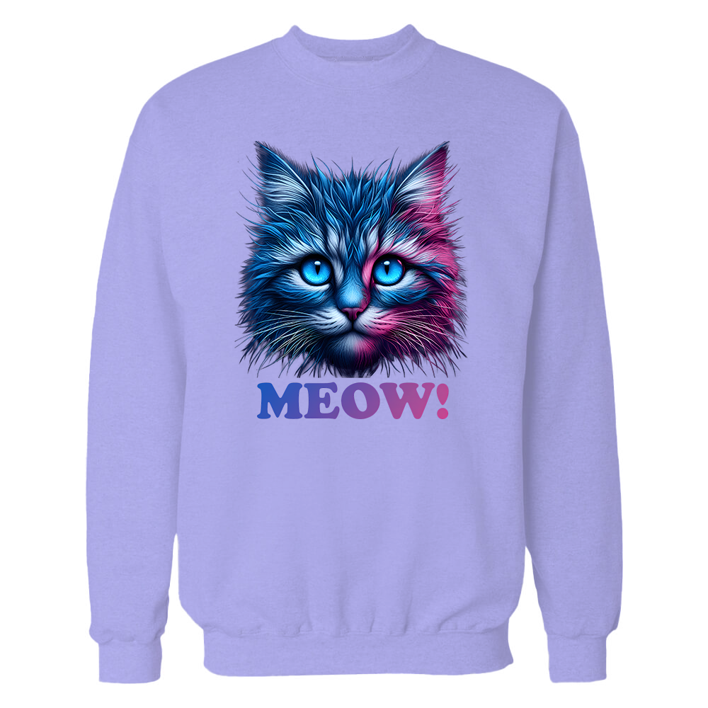 'Meow!' printed sweatshirt (Black, White, Lavender, Light blue, Light pink)