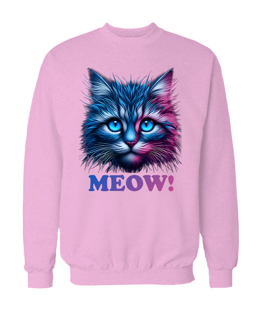 'Meow!' printed sweatshirt (Black, White, Lavender, Light blue, Light pink)