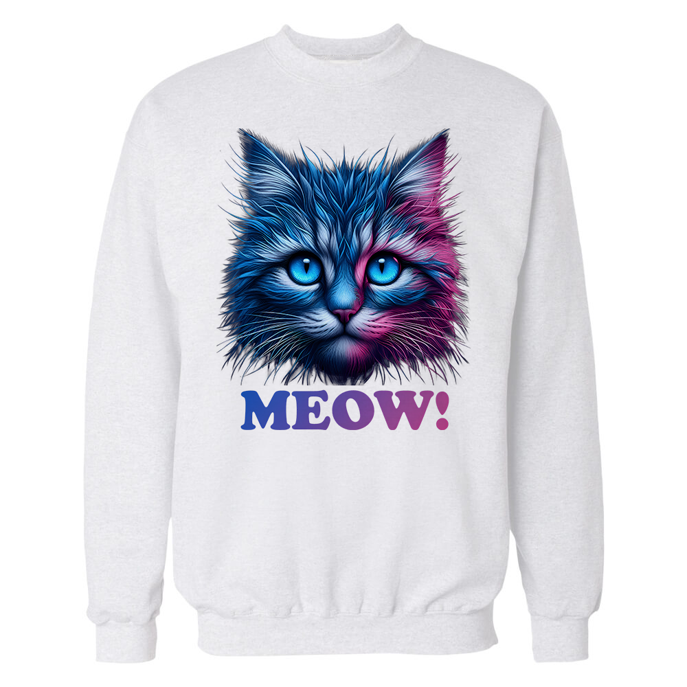 'Meow!' printed sweatshirt (Black, White, Lavender, Light blue, Light pink)