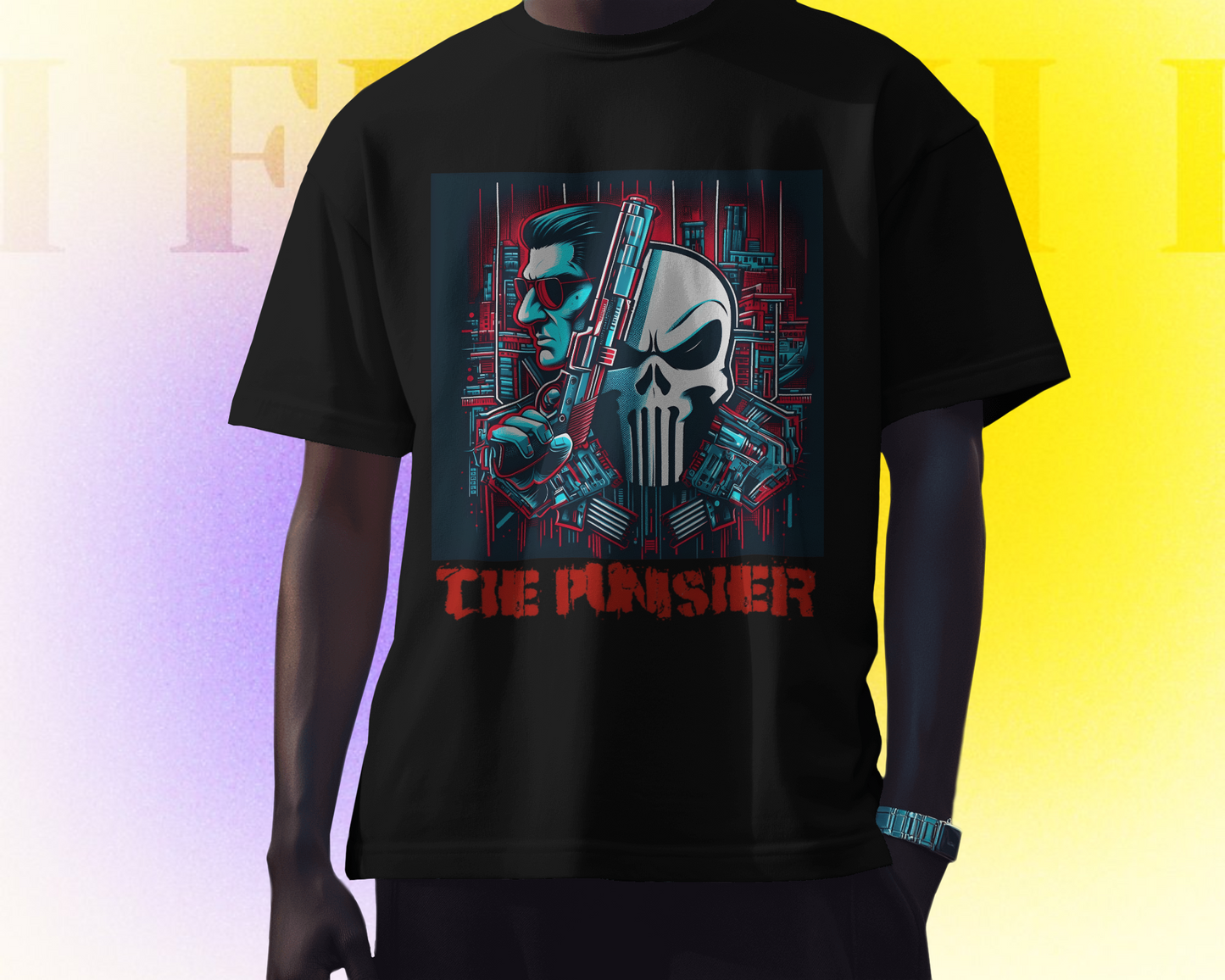 Punisher printed oversized t-shirt (Black)