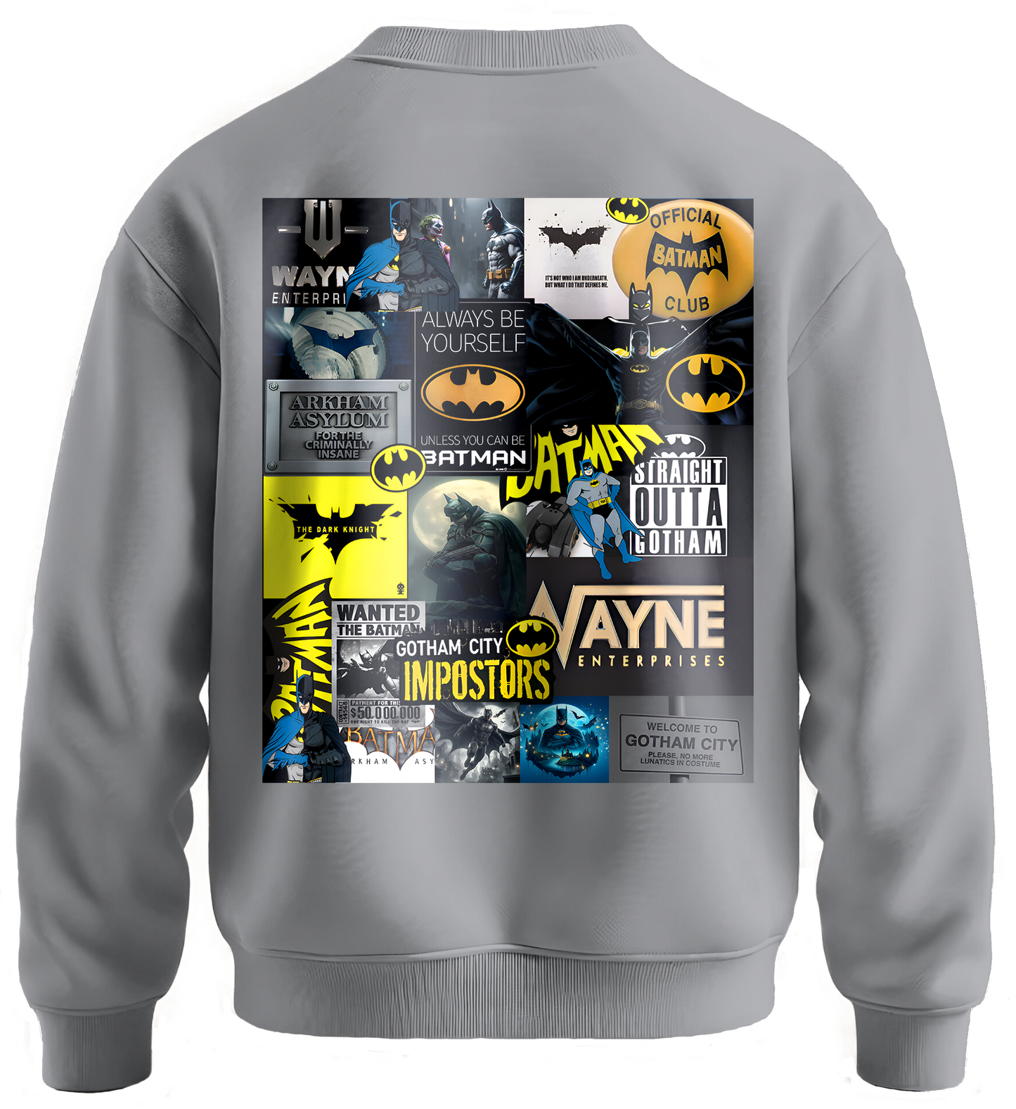 Knightmare collage front and back printed sweatshirt (Grey melange and White)